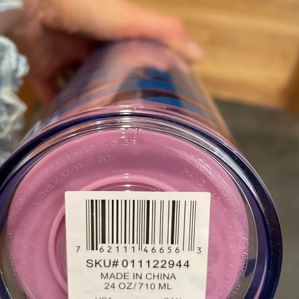 NWT Starbucks blue and pink zebra striped tumbler